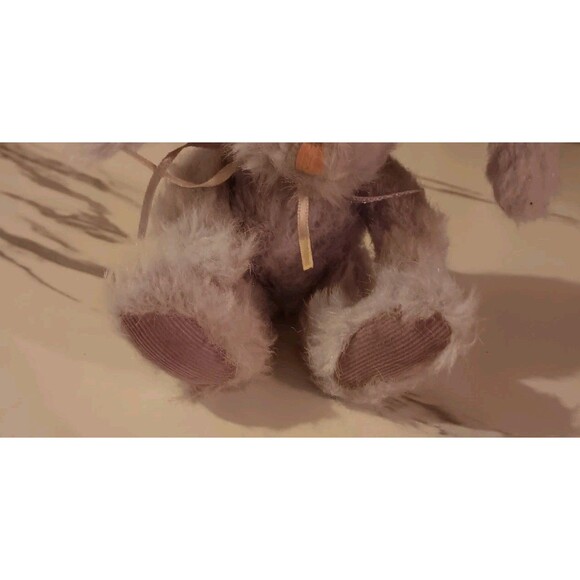 Vintage Easter Bunny Sitting Plush Lavender Purple Curduroy Feet Mini 5.5 Inches - Picture 4 of 6